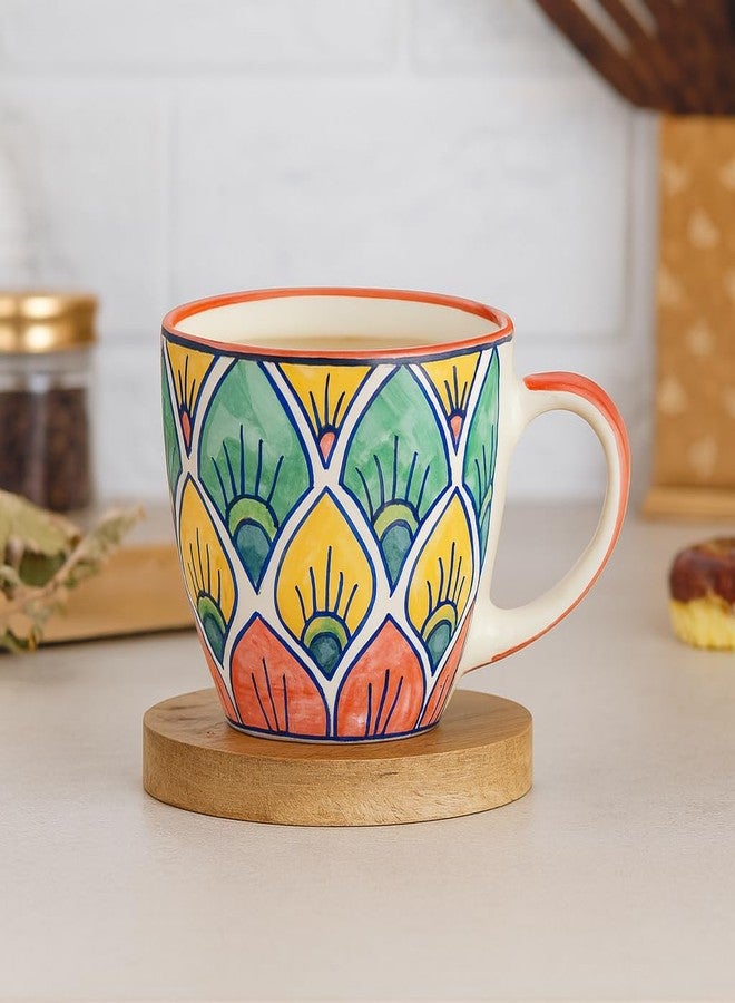 KITTENS Ceramic Mug Set of 1 - 375ml | Hand-Painted Peacock Feather Pattern | Microwave & Dishwasher Safe | Food Grade | Tea, Coffee, Snacks | Ideal Gift for Home, Office & Festive Gifting - Image 1
